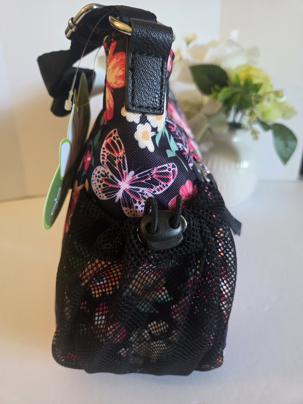 Lily Bloom Black Floral & Butterfly Tote Purse - Picture 4 of 12